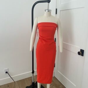 Aritzia bright orange/ Red Strapless Bodycon Dress